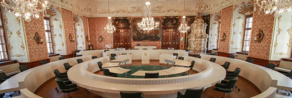 Landstube im Landhaus Graz. Sitze der Landesregierung und Landtagsabgeordneten