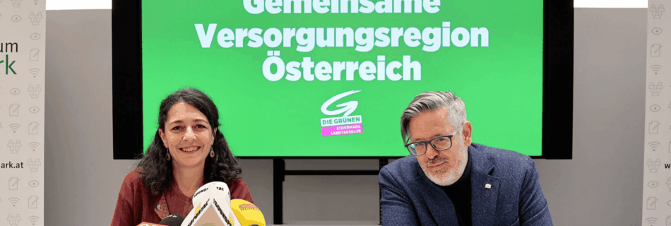 Sandra Krautwaschl und Ralph Schallmeiner bei der Präsentation des Grünen Gesundheitsreformplans